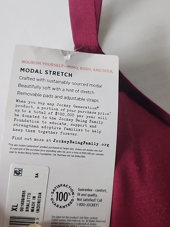 Jockey Soft Touch Lace Band Bralette, XL - Picture 4 of 8